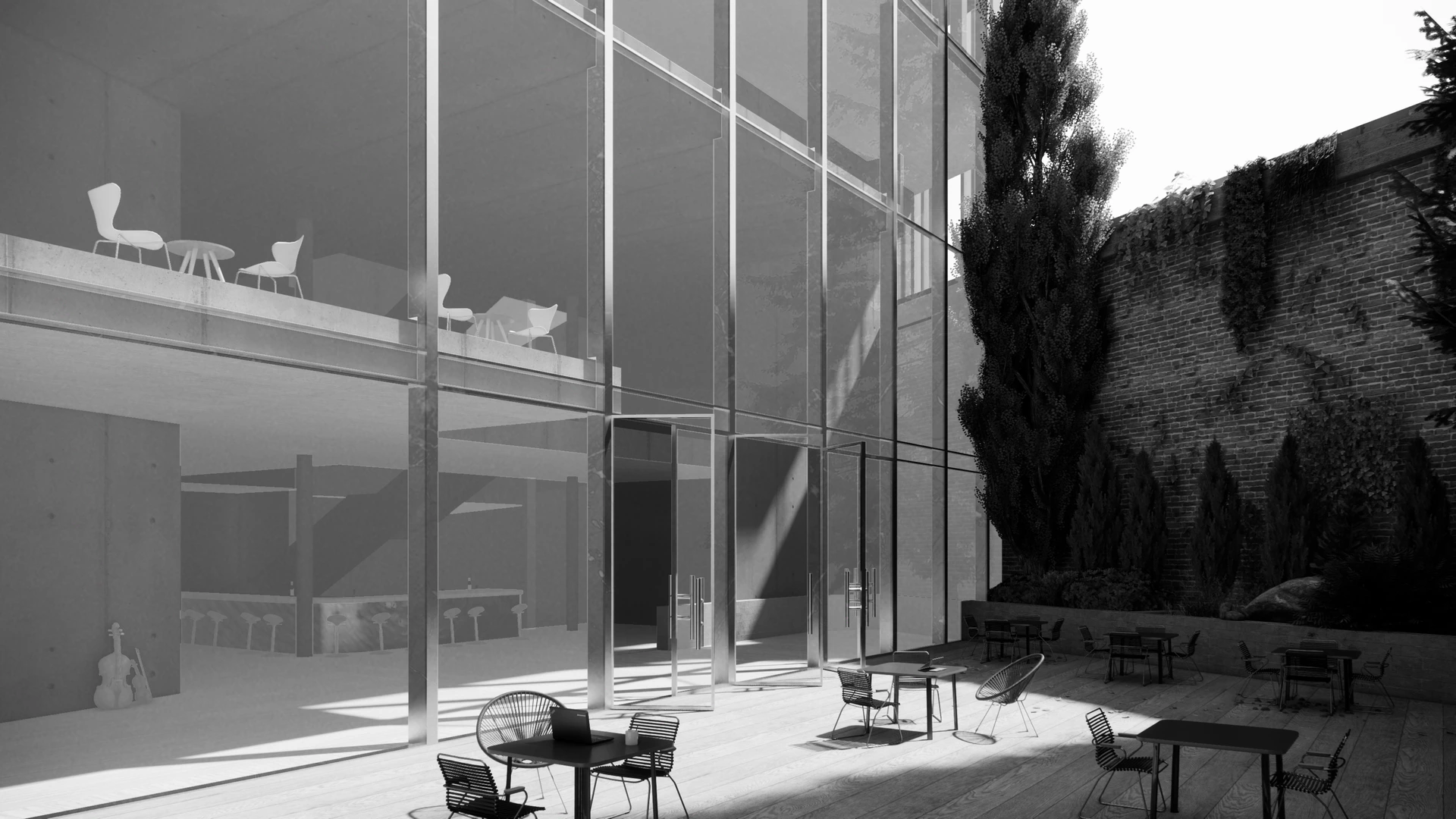 Courtyard between public and institutional life