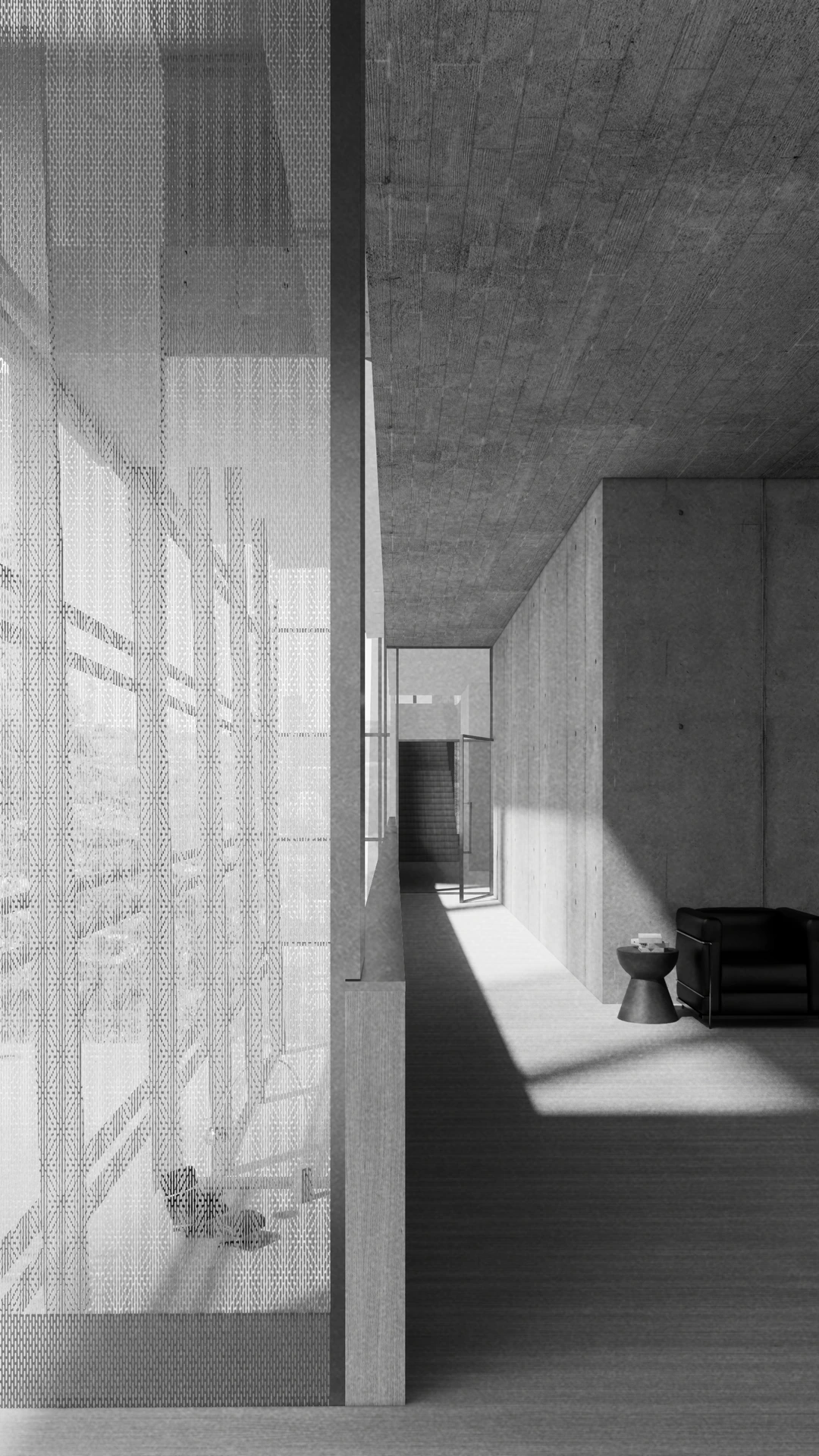Library and layered interior space